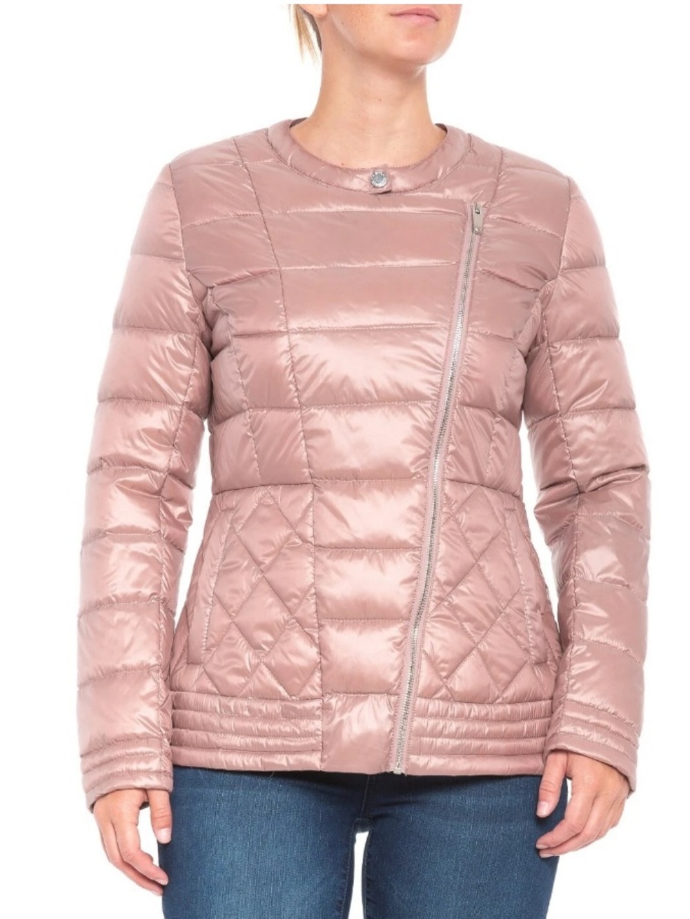 Via Spiga Pink Quilted Puffer Down Light Weight Jacket In Rosewood